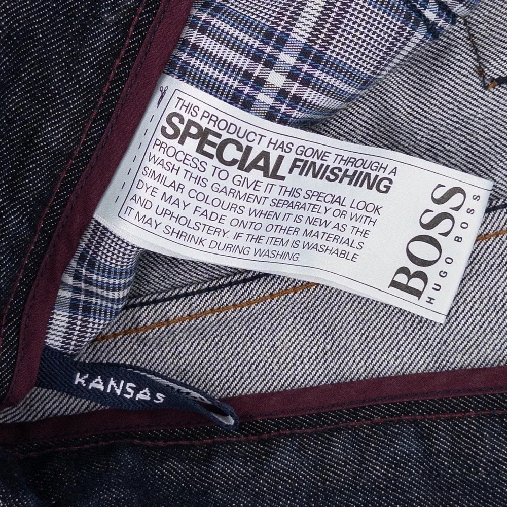 Hugo Boss Mens 34x32 Kansas Jeans Regular Fit Dark Wash Denim Designer Luxe